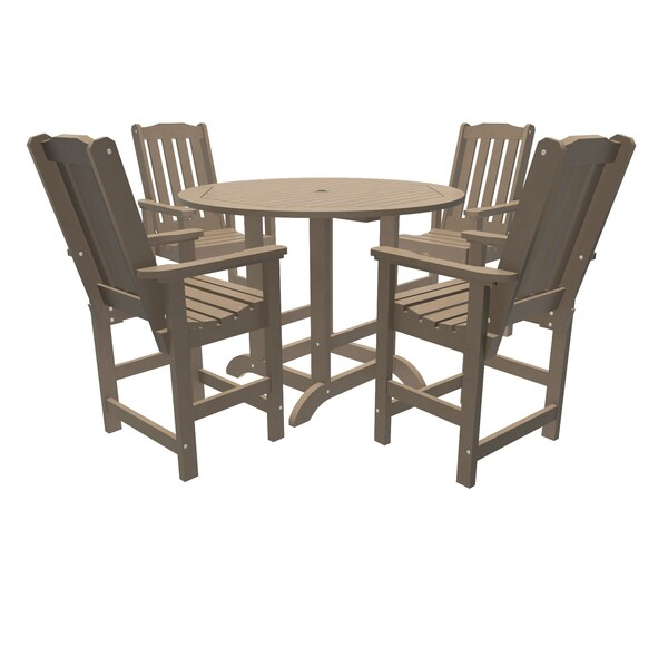 Highwood Usa Lehigh 5pc Round Counter Height Outdoor Patio Furniture Dining Set AD-CNL48-WBR - main